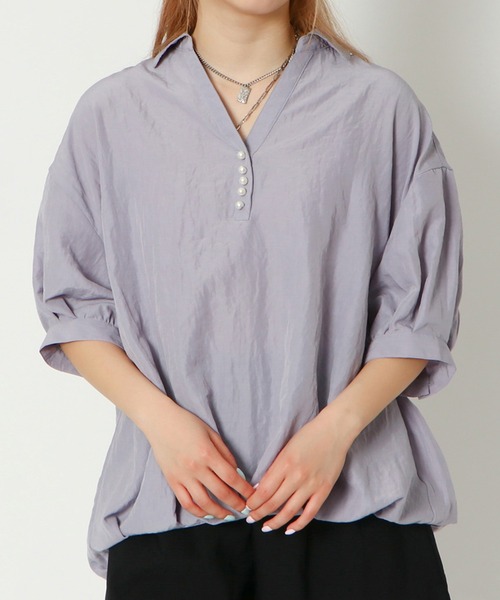 ブラウス シャツ パールスキッパー レディース ブラウス シャツ パールボタンスキッパーブラウス レディース