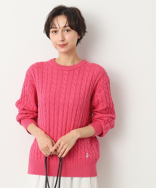 ニット セーター 「ユニセックス・洗える」ケーブル編みニット レディース Dessin ニット セーター 「ユニセックス・洗える」ケーブル編み