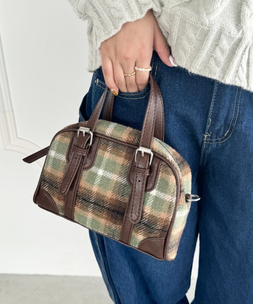 Riu チェック柄 2way ボストンバッグ SOLLON.（ソルロン） ボストンバッグ チェック柄2WAYボストンバッグ