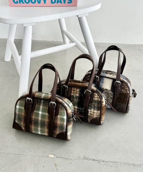 SOLLON.（ソルロン） ボストンバッグ チェック柄2WAYボストンバッグ