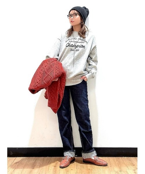 COACH シグネチャー シャンブレー クルーネック　トレーナー　スウェット Champion トレーナー スウェット 「Champion」クルーネック