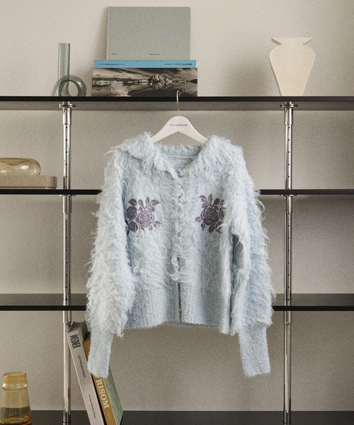 Firsthand（ファーストハンド） カーディガン ローズ刺繍シャギー