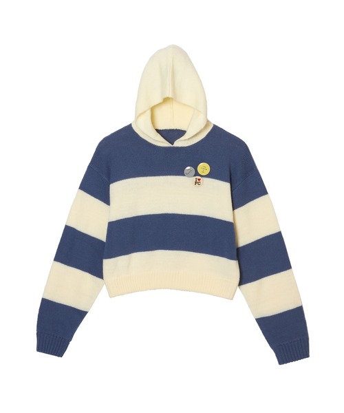   ストライプ フード付きニットセーター FCMM ニット セーター BADGE STRIPE KNIT HOODIE/バッジストライプ