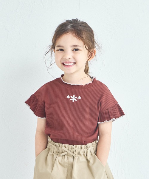 pairmanon（ペアマノン） tシャツ 「リブコットン100」花柄刺繍