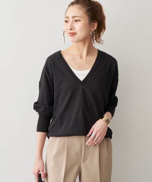 Spick＆Span ニット セーター シルキーヤーンVネックプル