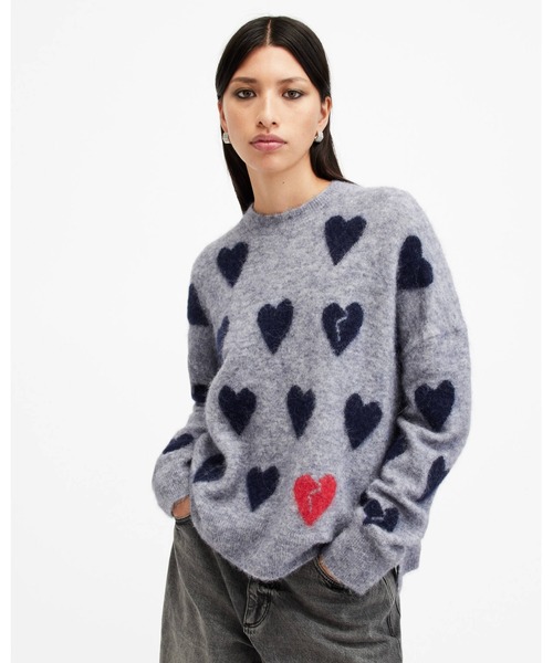 ニット セーター AMORA LOVE HEART JACQUARD BRUSHED JUMPER | AMORA ラブ ハート ジャカード ブラッシ