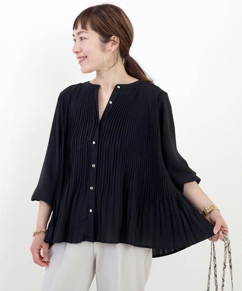 Aletta vita ブラウス シャツ エステルジョーゼットプリーツブラウス