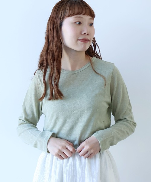 tシャツ hana×mesh ジャガード 長袖プルオーバー レディース