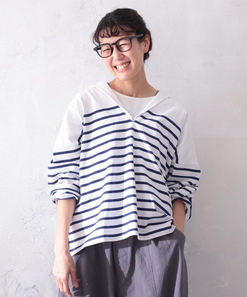 soulberry（ソウルベリー） tシャツ おてんばblueセーラー襟のボーダー