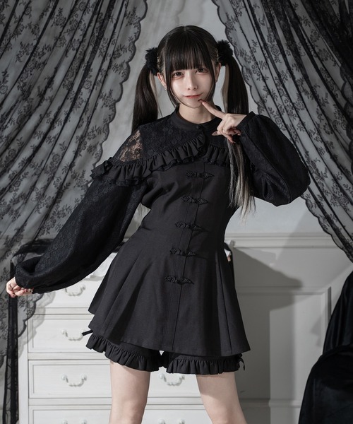 【即購入可】ozz チャイナ風ボレロ チャイナ釦付ボレロ風ブラウス｜アクシーズファムの通販｜&mall