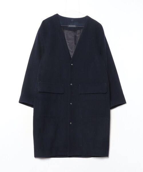 MACPHEE マカフィー コート 36 ネイビー レディース MACPHEE（マカフィー） ノーカラーコート 36 ネイビー レディース