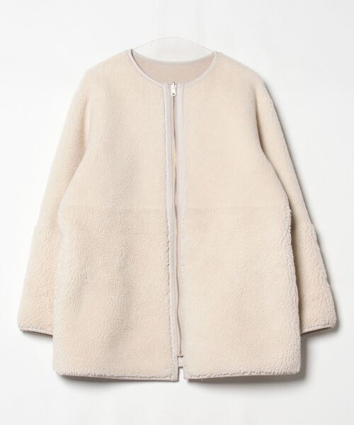 「grove」 ノーカラーコート 05 オフホワイト レディース_画像3