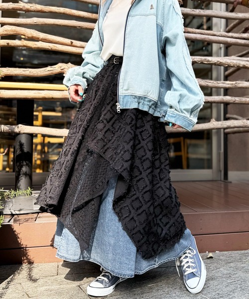 Lee×dazzlinヘムフリンジロングスカート Lee×dazzlin リー ダズリン ヘムフリンジデニムスカート - メルカリ