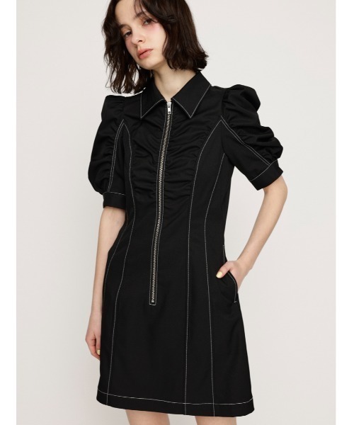 そのちゃん出品　ワンピース　sky SLY ワンピース FRONT ZIP GATHER S/OP フロントジップ ギャザー