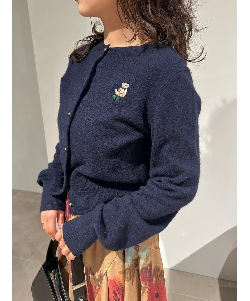 リリーブラウン 長袖 ラメ入り ニットカーディガン FREE ブルー系 Lily Brown ショート丈 LFKB235902 レディース 古着 中古 Lily Brown - リリーブラウン 長袖 ラメ入り ニットカーディガン