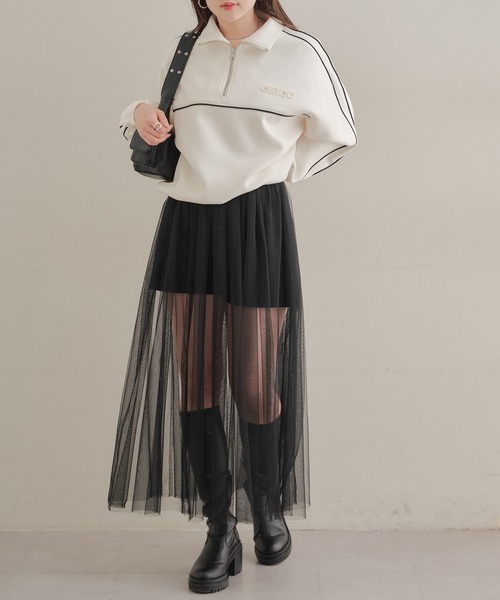 ---Chico--- フレアミニスカート 黒（美品） アシメフリルレースミニスカート（スカート）｜Chico（チコ）の