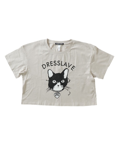 tシャツ BLACK SCORE × DRESSLAVE / 20th bell cat tee(アニバーサリー ベルキャットミドリフ丈Tシャツ BS