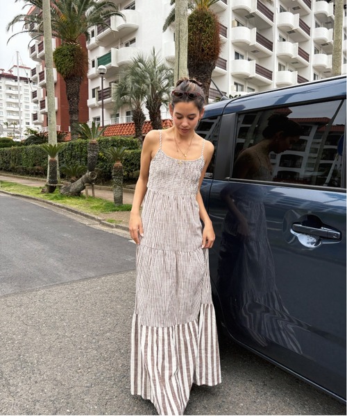 ROXY ワンピース TROPICAL GLOW MAXI S /ロキシーストライプ柄