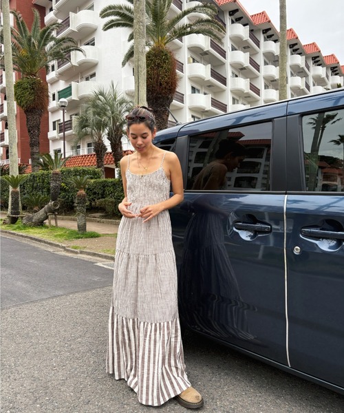 ROXY ワンピース TROPICAL GLOW MAXI S /ロキシーストライプ柄
