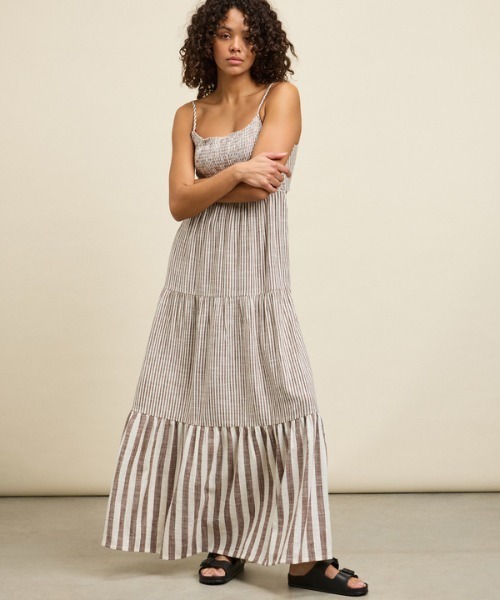 ROXY ワンピース TROPICAL GLOW MAXI S /ロキシーストライプ柄