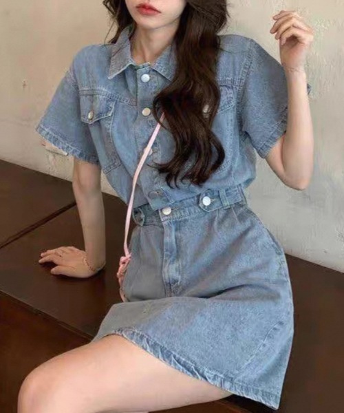 【新品】ラブティックボンボン デニムシャツミニワンピース デニム ワンピース LaboutiqueBonBonラブティックボンボン デニムシャツミニワンピース
