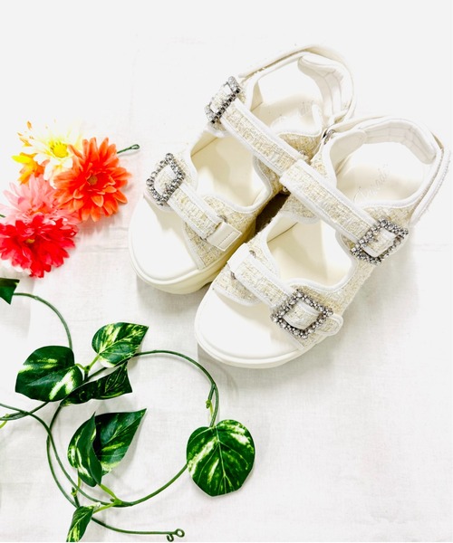 スライ　ウェッジサンダル　ホワイト　Lサイズ　新品 SLY - SLY COVERED WEDGE SANDAL 白 ウェッジサンダル スライの