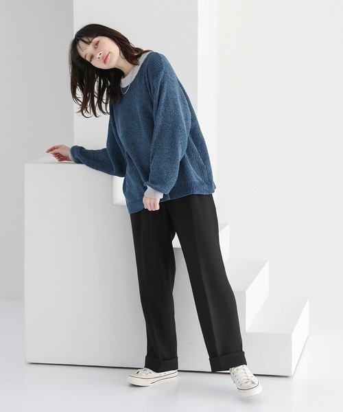 「ETELIO」 長袖ニット L ブラック×グレー メンズ