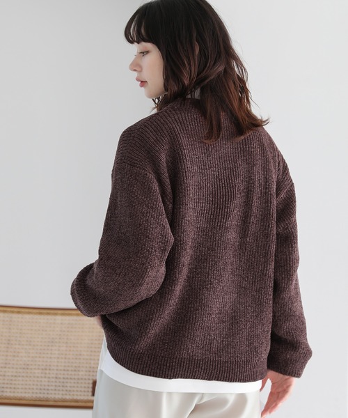 「ETELIO」 長袖ニット L ブラック×グレー メンズ