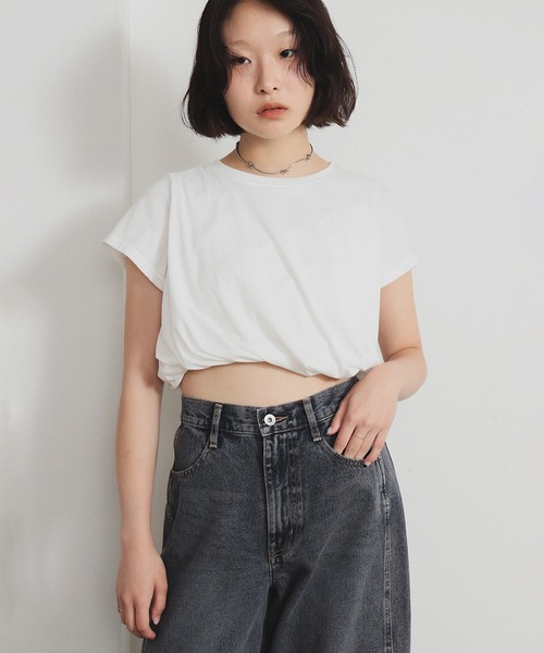 tシャツ ツイスト バルーン Tシャツ レディース