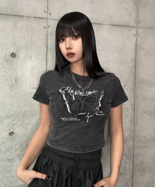 tシャツ ヴィンテージバタフライクロップドTシャツ レディース メンズ