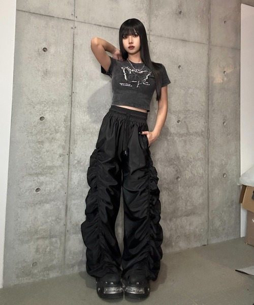 KsG tシャツ ヴィンテージバタフライクロップドTシャツ レディース