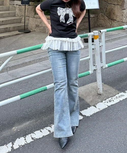 【可愛くて素敵★】CHANEL クロップドフレアデニム クロップドフレアデニムパンツ | レディースファッション通販