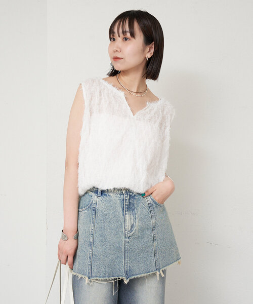 極美品✨ルネ フロントジップ ジャガード ノースリーブ イタリア製 ピンク Glossy by ROBE de FLEURS/グロッシー】ワンカラー ジャガード