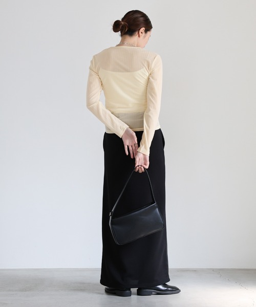 select MOCA（セレクトモカ） tシャツ ストライプベロアスクエアネック