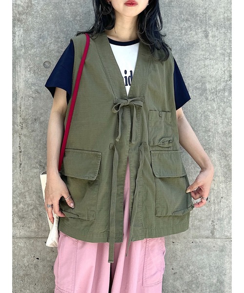 nikoand＊ドロストキルトベスト　カーキ　完売品 白よりも黒よりも“この色”！【niko and 】40・50代の垢抜け