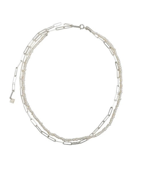 ネックレス NP:HERGO Flat Chain Baby Pearl Necklace SV-925 メンズ レディースの画像
