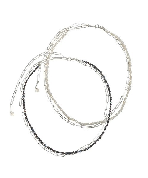ネックレス NP:HERGO Flat Chain Baby Pearl Necklace SV-925 メンズ レディースの画像