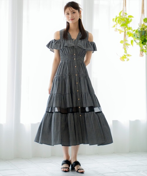 DIAN von FURSTENBERG❤️ワンショルダーワンピース AND COUTURE ワンピース シアーティアードオープンショルダー