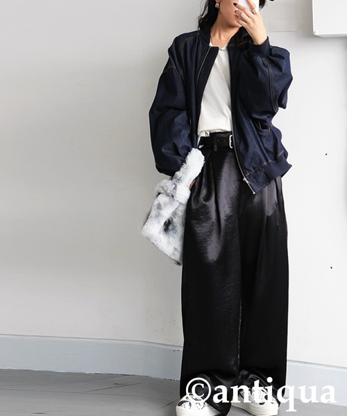 antiqua（アンティカ） ワイドパンツ パンツ ワイド サテンパンツ