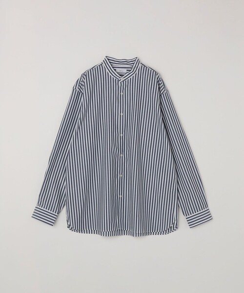 SHIPS any シャツ any: LIM BLESS ソリッド / ストライプ バンドカラー