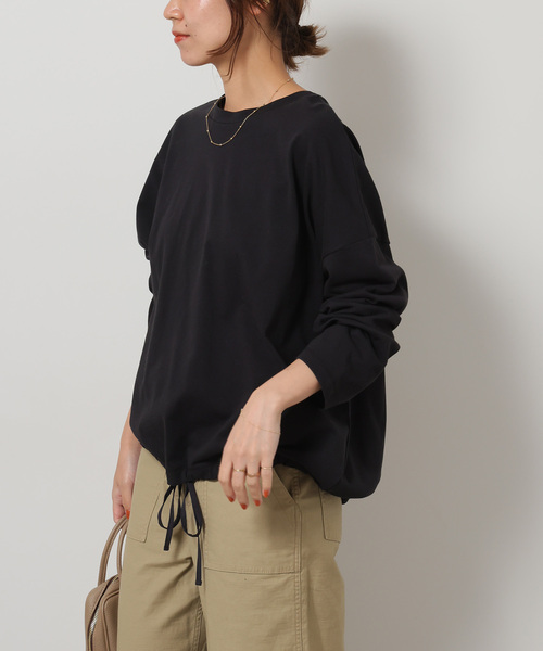 tシャツ 「再入荷！」こなれた雰囲気に。ギャザーヘムロングスリーブ レディース