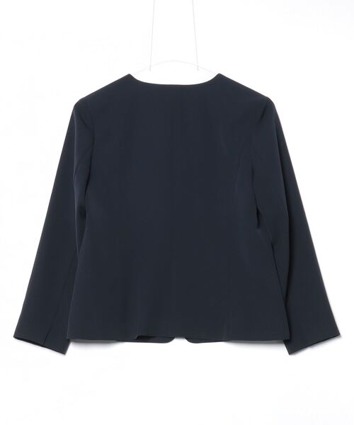 「NATURAL BEAUTY BASIC」 ノーカラージャケット SMALL ネイビー レディース