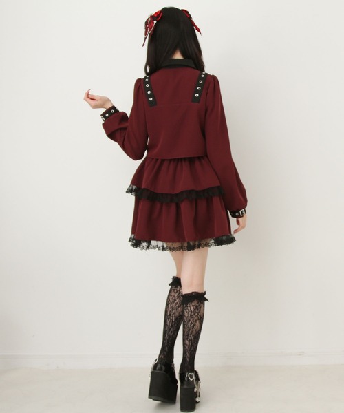 DearMyLove ワンピース 角襟十字架スタッズベルトティアードワンピース