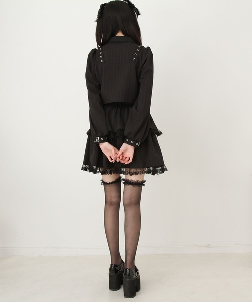 DearMyLove ワンピース 角襟十字架スタッズベルトティアードワンピース