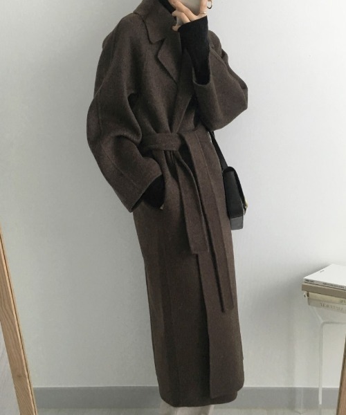 Diosfront コート チェスターコート ベルト付きニットメルトンロング