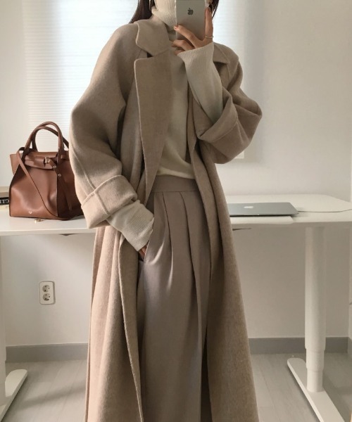 Diosfront コート チェスターコート ベルト付きニットメルトンロング
