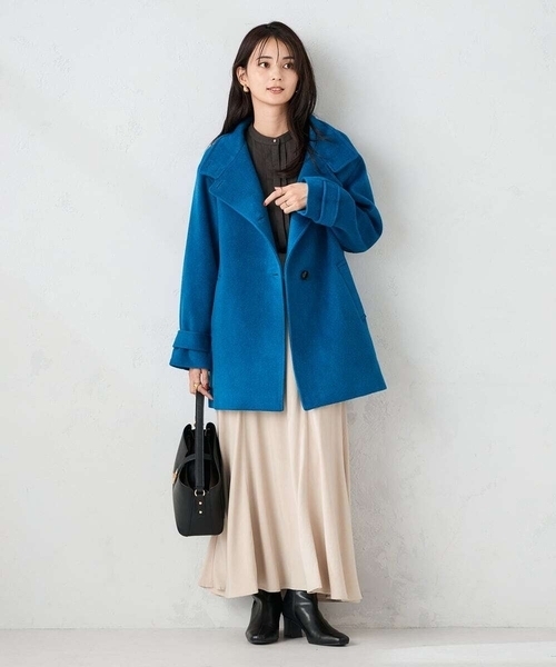新品【a.v.v】アーヴェヴェ カシミア混 スタンドカラーミディコート サイズM a.v.v（アー・ヴェ・ヴェ） コート チェスターコート スタンドカラー