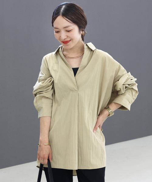 Aletta vita ブラウス シャツ シワ加工長袖ドルマンスキッパーシャツ