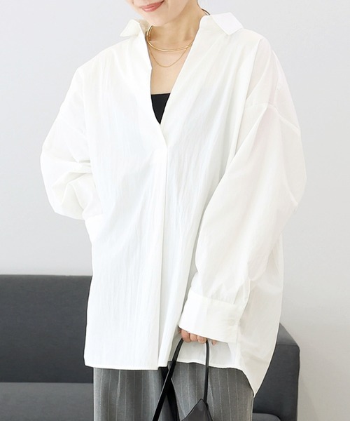 Aletta vita ブラウス シャツ シワ加工長袖ドルマンスキッパーシャツ