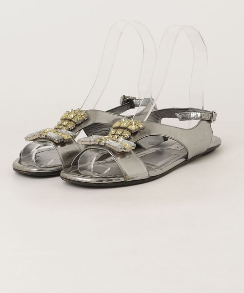 ジミーチュウ　サンダル　37 JIMMY CHOO（ジミーチュウ） フラットサンダル 37 シルバー レディース